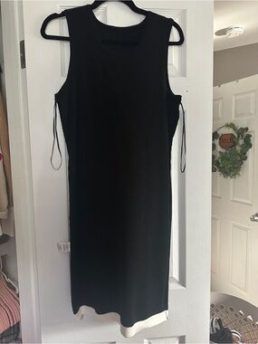 Taylor Black and White Sleeveless Mini Dress with White Band
